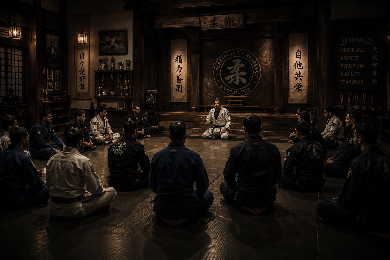 Cours de Jiu-Jitsu dans un dojo traditionnel